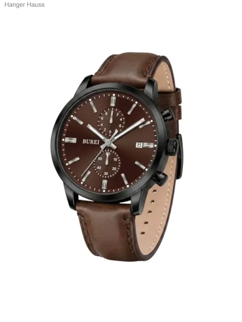 Men's Leather Chronograph Quartz Watch - Classic Multifunctional Lightweight,